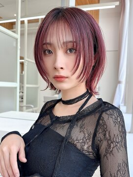 アフロート ディル(AFLOAT D'L) ボブレイヤースタイルチェリーブラウンカラー