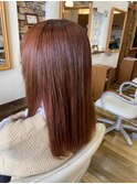 セミロング×ローズブラウン