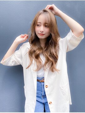 ミエルヘアービジュー(miel hair bijoux) シースルーバングで抜け感☆透明感たっぷりミルクティーベージュ