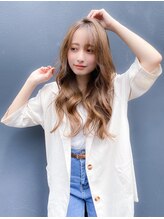 ミエルヘアービジュー(miel hair bijoux) シースルーバングで抜け感☆透明感たっぷりミルクティーベージュ