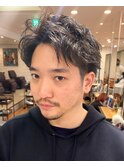 #メンズカット#パーマ#センターパート#刈り上げ