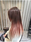 20代30代大人可愛い裾カラーピンクベージュインナーカラー