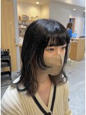 《緑橋/城東区/女性サロン》顔まわりウルフ×インナーカラー