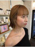 /ヘイリーボブ×フルバング×ベージュカラー×インナーカラー