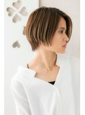オレンジベージュ大人ハイライト丸みショートZ川口20代30代40代