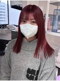 12623髪質改善チェリーレッド黒髪アッシュブラックワインレッド