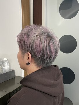 ザ アクネ 岡崎竜美丘店(THE ACNE) ★メンズ,ショート,ブリーチ,ハイライト,グレー,ピンク