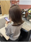 透明感ケアカラーヘーゼルベージュレイヤーカット韓国ヘア
