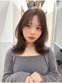 小顔ミディアムレイヤー/ココアグレージュ