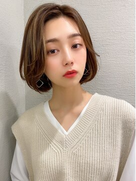 シルクレイ 吉祥寺店(Silk-lei) 顔型別ヘアスタイル前髪ショートボブマロンベージュ20代吉祥寺