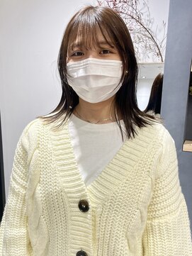 ラミエバイメルト 下北沢(lamie by melt) 毛利/透明感カラーオリーブベージュミディアム切りっぱなし20代