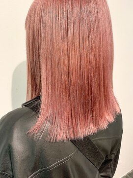 ソーコ 渋谷(SOCO) 切りっぱなしミディアムピンクベージュカラーミルクティーカラー