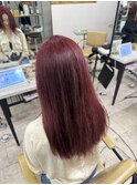 ビビッドレッドブラウン前髪イメチェンケアブリーチ所沢韓国