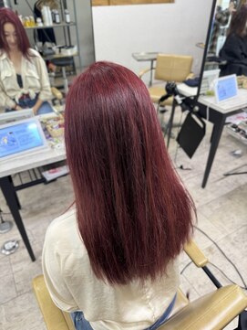 アジールヘア 所沢プロペ通り店(agir hair) ビビッドレッドブラウン前髪イメチェンケアブリーチ所沢韓国