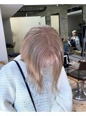 ミルクティーベージュハイトーンダブルカラーケアブリーチボブ