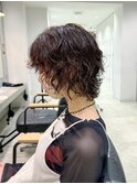 顔周りレイヤーウルフパーマ川崎
