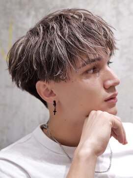 メンズオルズ 渋谷(MEN'S ALLZ) ブラウンハイライトカラー無造作束感ショート