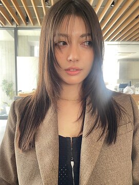 顔まわりカット/レイヤーカット/小顔/透明感/ブラウンベージュ