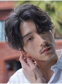 シャドウパーマルーズパーマ毛流れヘアメンズマッシュ原宿