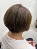 ブリーチなし　透明感アッシュカラー+ショートカット