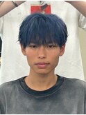 ブルー×シースルーマッシュ【メンズ／ブリーチ】