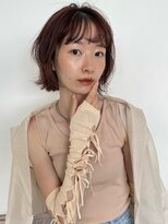 トリッカ シブヤ(TRICCA SHIBUYA)&nbsp;切りっぱなしボブ/チェリーブラウン/外ハネ/ミニボブ/艶カラー