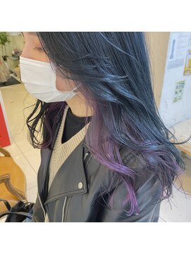 ノアズアーク 心斎橋(Noah's Ark) ブルー×ピンクバイオレットインナーカラー☆