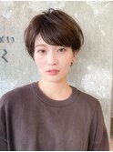前髪あり分け目なしショート/ひし形ショートボブ/30代40代50代