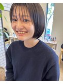 ナチュラルショートボブ透け感バングアッシュブラウン20代30代