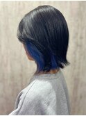 【tetote門戸厄神/村山】ブルーイヤリングカラー / 黒髪ボブ