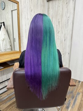 ヘアスタジオワン 藤沢店(HAIR STUDIO ONE) グリーンパープルツートン