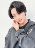 10代20代30代メンズビジネスアッシュブラックセンターパート