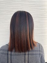ヘア ナヴォーナ 千代ケ崎店(hair NAVONA) ミディアムバレイヤージュ×オレンジカラー