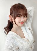 大人可愛い小顔韓国薄め前髪顔まわりレイヤー後れ毛サイドバング