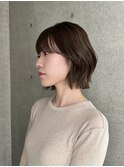 ミディアムボブ大人ボブマロンベージュくすみベージュ