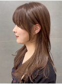 【顔周り似合わせ】姫カットレイヤー/小顔ヘア/くすみベージュ