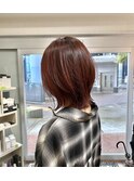 大人可愛い艶感ブラウンのくびれレイヤーボブ