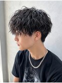 夏カラーブリーチなしツイストスパイラルパーマ/ツーブロp上尾