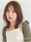 くびれ小顔ミディアムレイヤー韓国似合わせハッシュカット顔周り