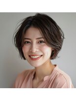 ヘアメイク リーフ 茂原店(HAIRMAKE Leaf)&nbsp;センターパート/ゆるふわボブ/大人ボブ