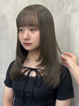 ラベル 渋谷(LAVEL) ブリーチなしオリーブベージュ顔周りレイヤーカット渋谷