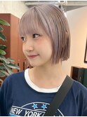 栄小顔丸みボブミルクティーベージュ