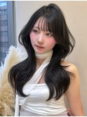 ミニウルフレイヤーカット顔周り前髪韓国ミディアムロング/池袋