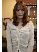 ケアブリーチミルクティーブラウン顔まわりレイヤーカット岡山