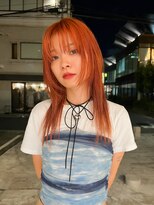 オレンジカラー×ブリーチカラー×顔周りカット×10代20代30代