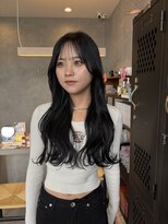 アチーブリス(achieve Liss)&nbsp;韓国風オフブラックシースルーバングナチュラルウェーブ