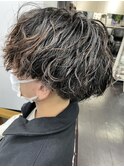 波巻きツイストスパイラルパーマツーブロック刈り上げ