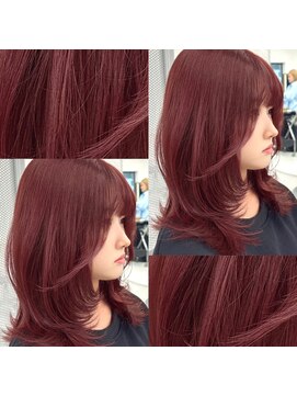 ハピネス 梅田茶屋町店(HAPPINESS) ブリーチなしダブルカラーワインレッド