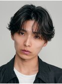 天神大名フェザーパーマシャドウパーマ緩めセンターパートウルフ