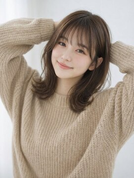 アンド 夙川(AND) 大人ガーリー/ミディアムレイヤー/くびれヘア/ココアブラウン